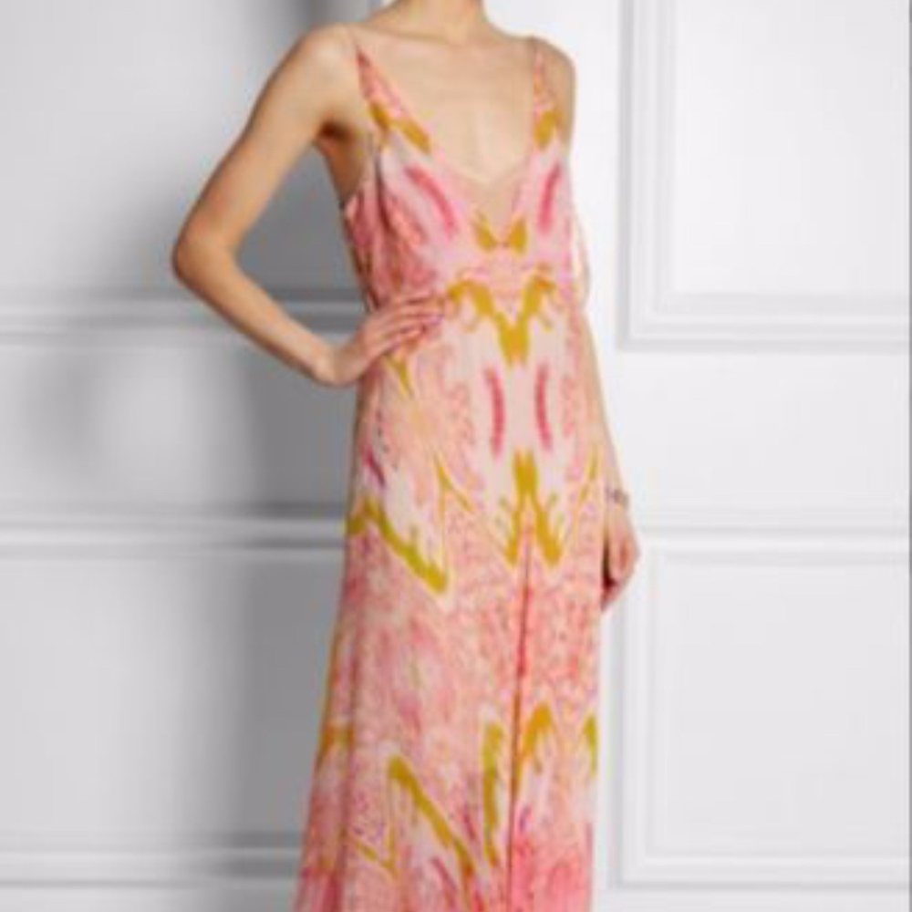 NWT Roberto Cavalli Abstract Print Silk Maxi Dress